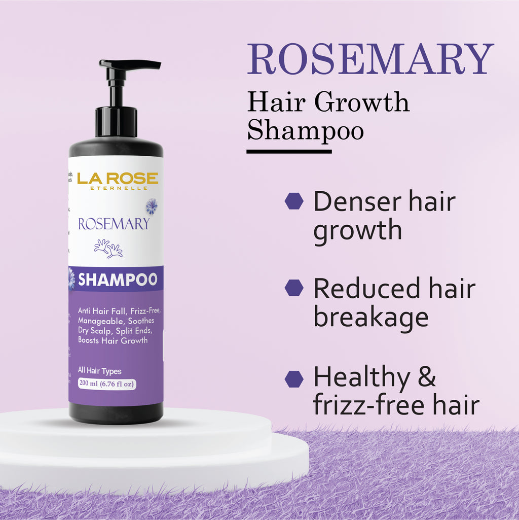 La Rose Eternelle Rosemary Shampoo, Anti Hair Fall, Frizz-Free, Split Ends Treatment, All Hair Types, 200ml