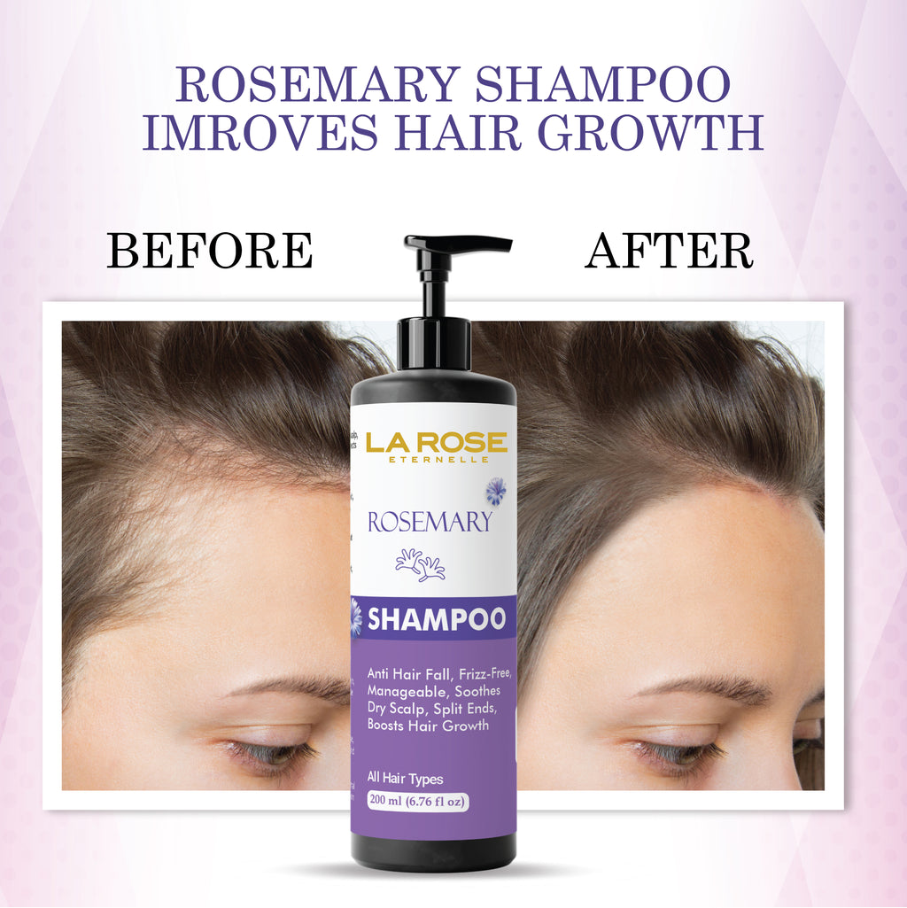 La Rose Eternelle Rosemary Shampoo, Anti Hair Fall, Frizz-Free, Split Ends Treatment, All Hair Types, 200ml